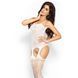 Бодистокинг Passion BS008 white, комбинезон, имитация чулок и пояса, Белый