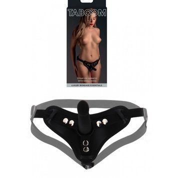 Страпон на ременях Taboom Luxury Bondage Essentials з кільцевим кріпленням, чорний, S