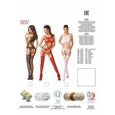 Бодістокінг Passion BS047 red, комбінезон, імітація топа, панчох і пояса, Червоний