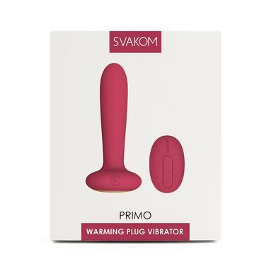 Анальна пробка з вібрацією та підігрівом, пульт ДК Svakom Primo Wine Red, Рожевий