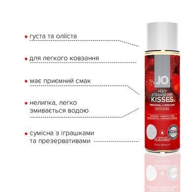 Смазка на водной основе System JO H2O - Strawberry Kiss (60 мл) без сахара, растительный глицерин