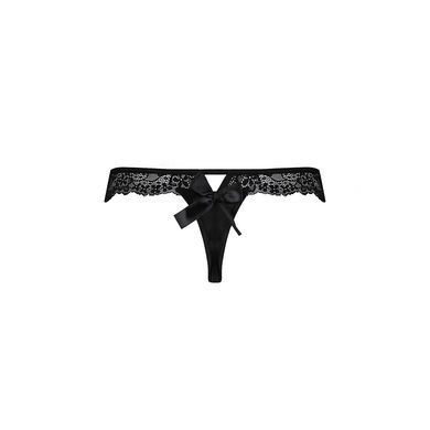 Кружевные трусики-танга с атласным бантиком Naja Thong black XXL/XXXL - Passion, Черный