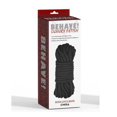 Мотузка для бондажа Chisa BEHAVE LUXURY FETISH bind love rope, Черный