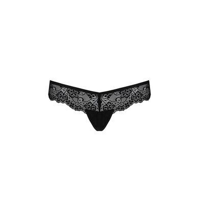 Кружевные трусики-танга с атласным бантиком Naja Thong black XXL/XXXL - Passion, Черный