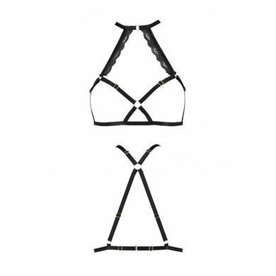 Портупея зі стреп із мереживом Lorry Bra black XXL/XXXL &mdash; Passion Exclusive: стрінги в комплекті
