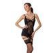 Сорочка приталена з пажами PAULINE CHEMISE black XXL/XXXL - Passion, трусики, Черный