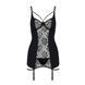 Сорочка приталена з пажами PAULINE CHEMISE black XXL/XXXL - Passion, трусики, Черный