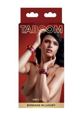 Наручники с карабинами Taboom красные, золотистая фурнитура