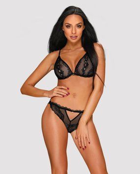 Сексуальный комплект с открытыми сосками Obsessive Millagro 2-pcs set black S/M