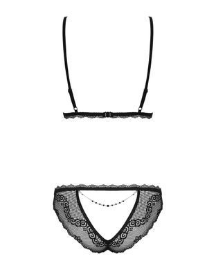Сексуальный комплект с открытыми сосками Obsessive Millagro 2-pcs set black S/M