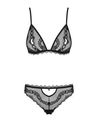 Сексуальный комплект с открытыми сосками Obsessive Millagro 2-pcs set black S/M