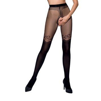 Колготки с открытым доступом, двойная плотность TIOPEN 012 black 5 (20/40 den) &mdash; Passion, Черный