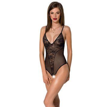 Боді з ажурним декором та відкритим кроком Ursula Body black S/M &mdash; Passion, Черный