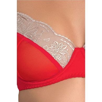 Комплект білизни LORAINE SET red S/M - Passion Exclusive: ліф, стрінги, пояс для панчох, Червоний