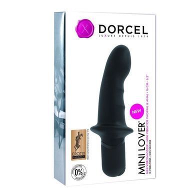 Вібратор Dorcel Mini Lover Black з обмежувачем, для точки G і масажу простати, Черный