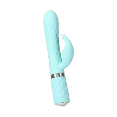 Роскошный кролик с ротацией и вибрацией Pillow Talk Lively, Teal, кристалл Сваровски, тройной отрост, Бирюзовый