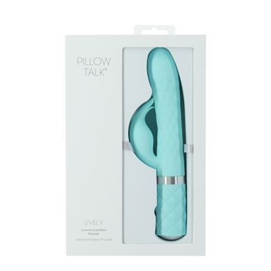 Роскошный кролик с ротацией и вибрацией Pillow Talk Lively, Teal, кристалл Сваровски, тройной отрост, Бирюзовый