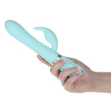 Роскошный кролик с ротацией и вибрацией Pillow Talk Lively, Teal, кристалл Сваровски, тройной отрост, Бирюзовый