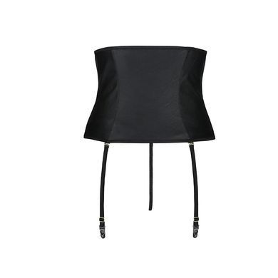 Пояс-корсет из экокожи CELINE SET black XXL/XXXL &mdash; Passion шнуровка, съемные пажи для чулок, стринги