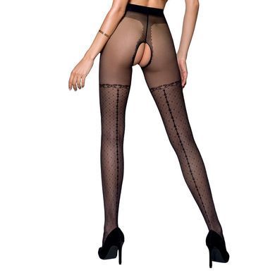 Колготки с открытым доступом, имитация чулок TIOPEN 014 black 5 (20 den) &mdash; Passion, Черный