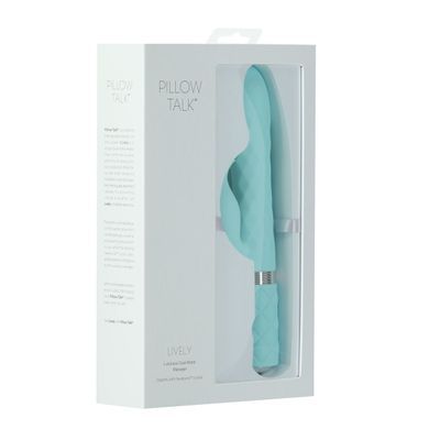 Роскошный кролик с ротацией и вибрацией Pillow Talk Lively, Teal, кристалл Сваровски, тройной отрост, Бирюзовый