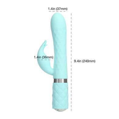 Роскошный кролик с ротацией и вибрацией Pillow Talk Lively, Teal, кристалл Сваровски, тройной отрост, Бирюзовый