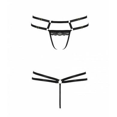 Трусики-стрінги зі стреп із мереживом Lorry Thong black XXL/XXXL &mdash; Passion Exclusive
