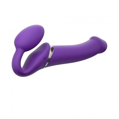 Безремневой страпон с вибрацией Strap-On-Me Vibrating Violet L, диам. 3,7см, пульт ДУ, регулируемый