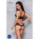 Комплект з еко-шкіри та мережива Loona Set black L/XL - Passion, бра і трусики, Черный