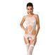 Бодістокінг Passion BS047 white, комбінезон, імітація топа, панчох і пояса, Білий