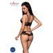 Комплект з еко-шкіри та мережива Loona Set black L/XL - Passion, бра і трусики, Черный