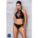 Комплект з еко-шкіри Nancy Bikini black L/XL - Passion, бра та трусики з імітацією шнурівки, Черный