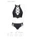 Комплект з еко-шкіри Nancy Bikini black L/XL - Passion, бра та трусики з імітацією шнурівки, Черный
