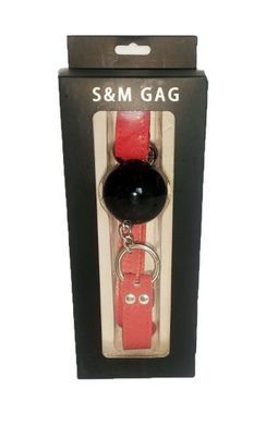 F61407 Кляп Loveshop BREATHABLE BALL Gag BLACK / RED