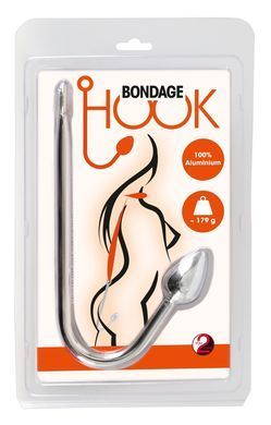 Анальний гачок металевий You2Toys Bondage Hook з кільцем для бондажу, сріблястий