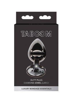 Анальная пробка L черная металлическая с черным камнем Butt Plug With Diamond Jewel Taboom