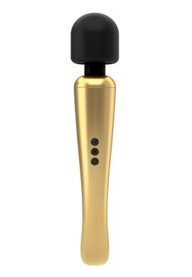 Потужний вібромасажер Dorcel Megawand Gold який перезаряджається, 160 режимів, Черный/золотистый