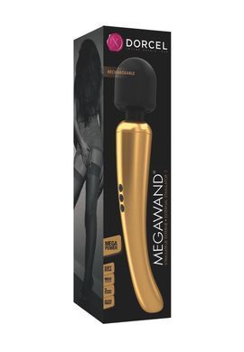 Потужний вібромасажер Dorcel Megawand Gold який перезаряджається, 160 режимів, Черный/золотистый