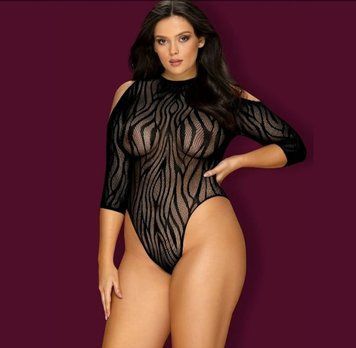 410887 Боди-сетка&nbsp;с&nbsp;открытой&nbsp;спиной&nbsp;Obsessive&nbsp;B130&nbsp;XL/XXL