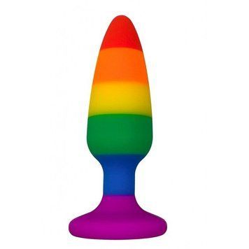 Силіконова анальна пробка Wooomy Hiperloo Silicone Rainbow Plug L, діаметр 3,9 см, довжина 13,1 см, Радуга