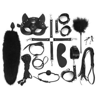 Набір мистецтва сексу - максі BDSM Set Leather, 13 предметів, натуральна шкіра, чорна