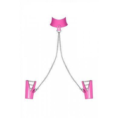 Комплект чокер із наручниками Obsessive Lollypopy Cuffs One Size Рожеві