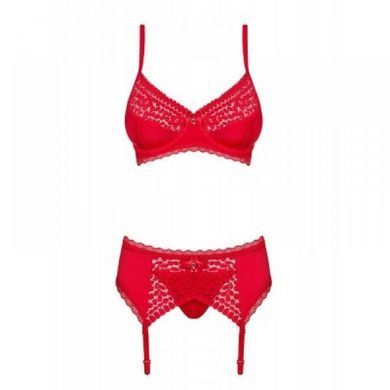Комплект Obsessive Jolierose 3-pcs set red XXL