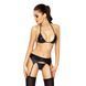 Комплект белья под латекс CAPRI SET black L/XL - Passion: мини-бикини, стринги, пояс для чулок, Черный