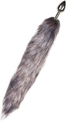 Анальная пробка с серым хвостиком EasyToys Fox Tail Plug ,S