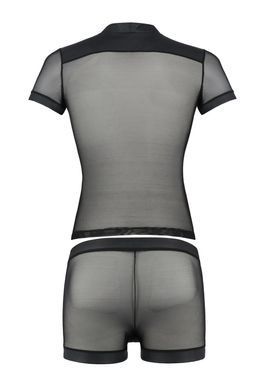 Комплект сітчастої чоловічої білизни Passion Set Michael L/XL, чорний, сорочка, боксери, заклепки