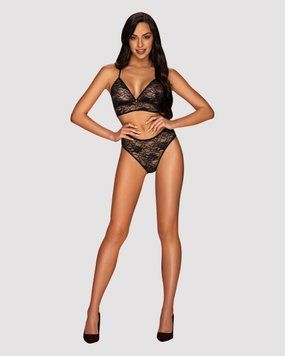 Комплект ажурный Obsessive Kokietta set Black S/M