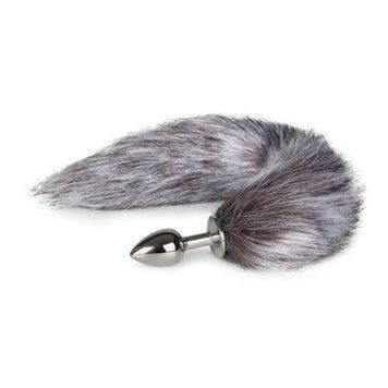 Анальна пробка із сірим хвостиком EasyToys Fox Tail Plug ,S