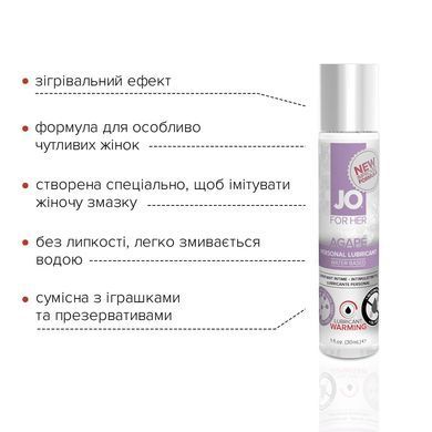 Розігрівальна змазка System JO AGAPE &mdash; WARMING (30 мл) без гліцерину, гліколю та парабенів