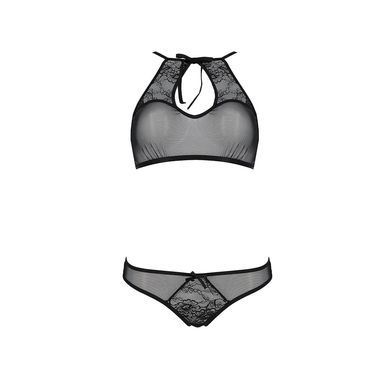 Комплект: бра, трусики з ажурним декором та відкритим кроком Ursula Set black S/M &mdash; Passion, Черный